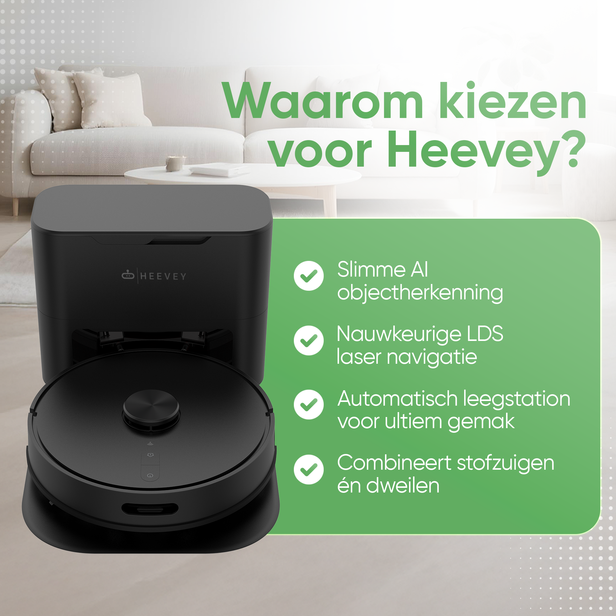 Premium Robotstofzuiger met dweilfunctie - Automatisch leegstation